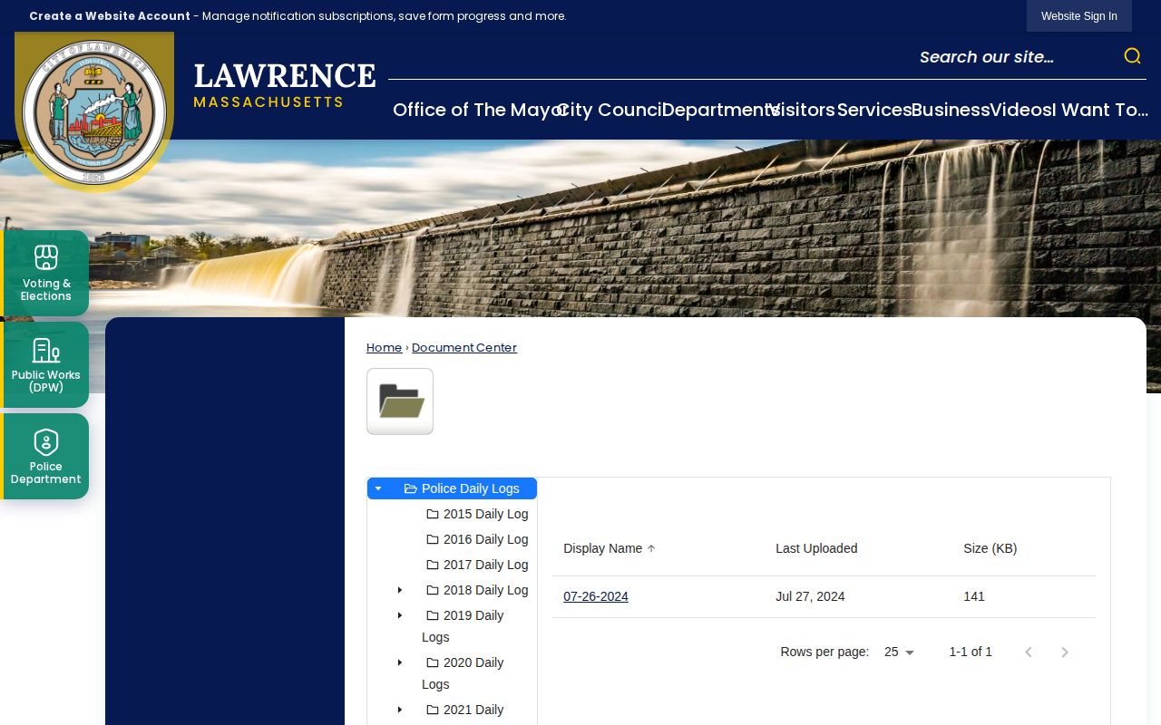 Lawrence Police daily arrest log archive in Essex County
